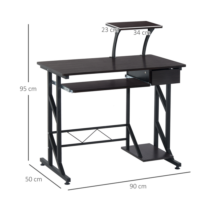 Modern Dark Brown Computer Desk with Display Stand, Keyboard Tray & Host Box Shelf - Perfect for Home Office - Premium  from Home Treasures - Just £75.99! Shop now at Home Treasures