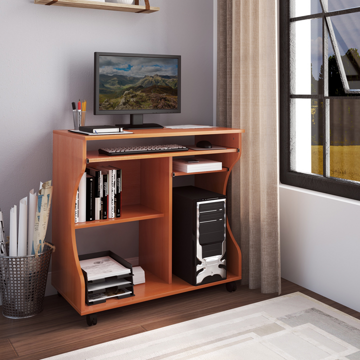 Movable Computer Desk with Sliding Keyboard Tray and Storage Shelves | 80x48x76cm | Perfect for Home Office & Study - Premium  from Home Treasures - Just £85.99! Shop now at Home Treasures