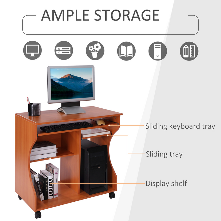 Movable Computer Desk with Sliding Keyboard Tray and Storage Shelves | 80x48x76cm | Perfect for Home Office & Study - Premium  from Home Treasures - Just £85.99! Shop now at Home Treasures