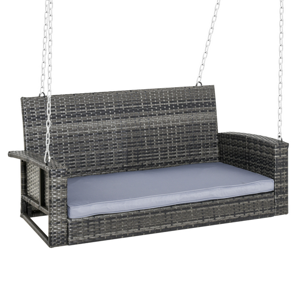 Elegant Rattan Hanging Swing Chair/Loveseat with Padded Cushion - Perfect for Outdoor Relaxation - Premium  from Home Treasures - Just £187.99! Shop now at Home Treasures