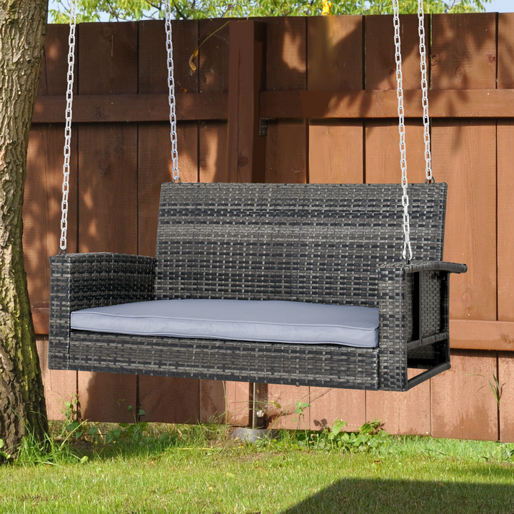 Elegant Rattan Hanging Swing Chair/Loveseat with Padded Cushion - Perfect for Outdoor Relaxation - Premium  from Home Treasures - Just £187.99! Shop now at Home Treasures