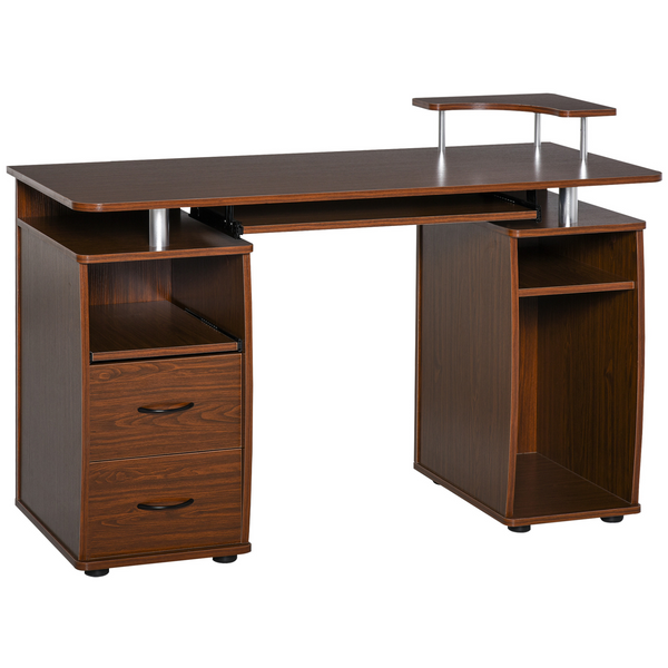 Computer Desk with Keyboard Tray, CPU Shelf, Drawers, Sliding Scanner Shelf, Brown - Premium  from Home Treasures - Just £130.99! Shop now at Home Treasures