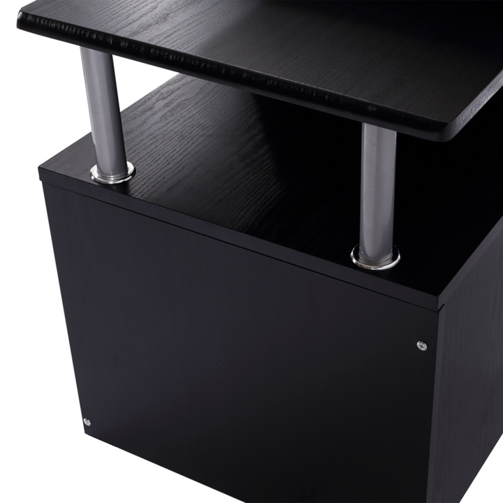 Computer Desk PC Workstation with Drawer Shelves CPU Storage Rack Home Office Furniture (BLACK) - Premium  from Home Treasures - Just £134.99! Shop now at Home Treasures