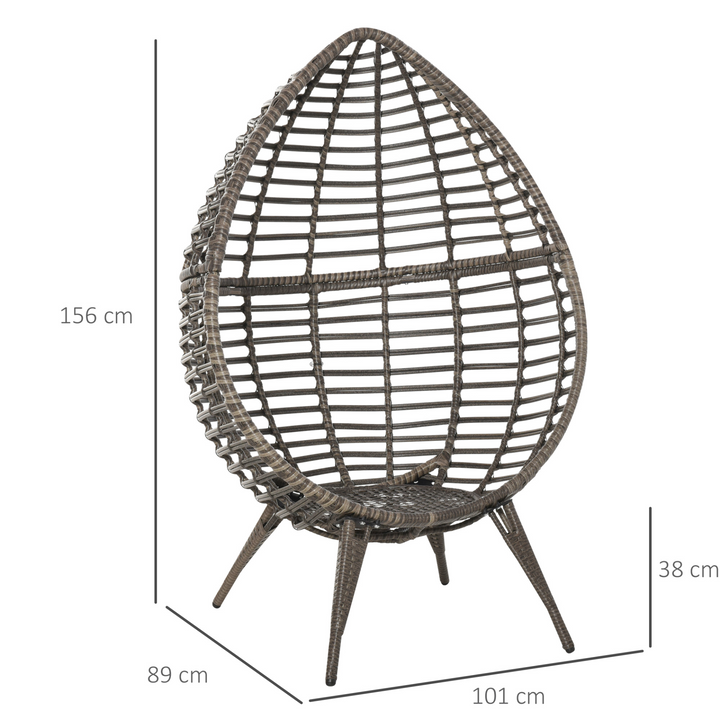 Teardrop Rattan Egg Chair with Grey Cushion - Elegant Outdoor Wicker Chair for Garden, Balcony, and Patio - Premium  from Home Treasures - Just £372.99! Shop now at Home Treasures