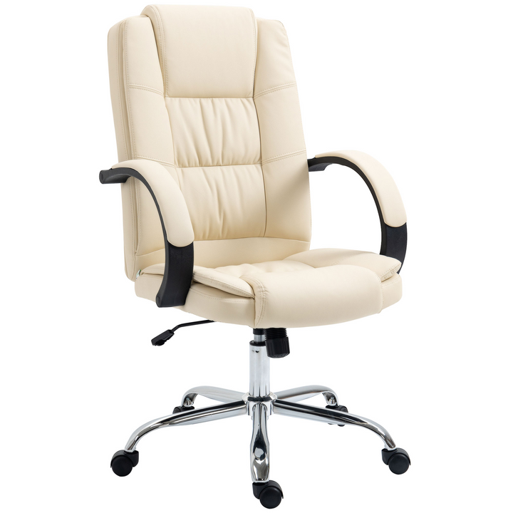 Vinsetto Executive Home Office Chair - PU Leather, Padded Armrests, Adjustable Height, Beige - Premium  from Home Treasures - Just £157.99! Shop now at Home Treasures