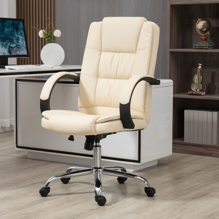 Vinsetto Executive Home Office Chair - PU Leather, Padded Armrests, Adjustable Height, Beige - Premium  from Home Treasures - Just £157.99! Shop now at Home Treasures