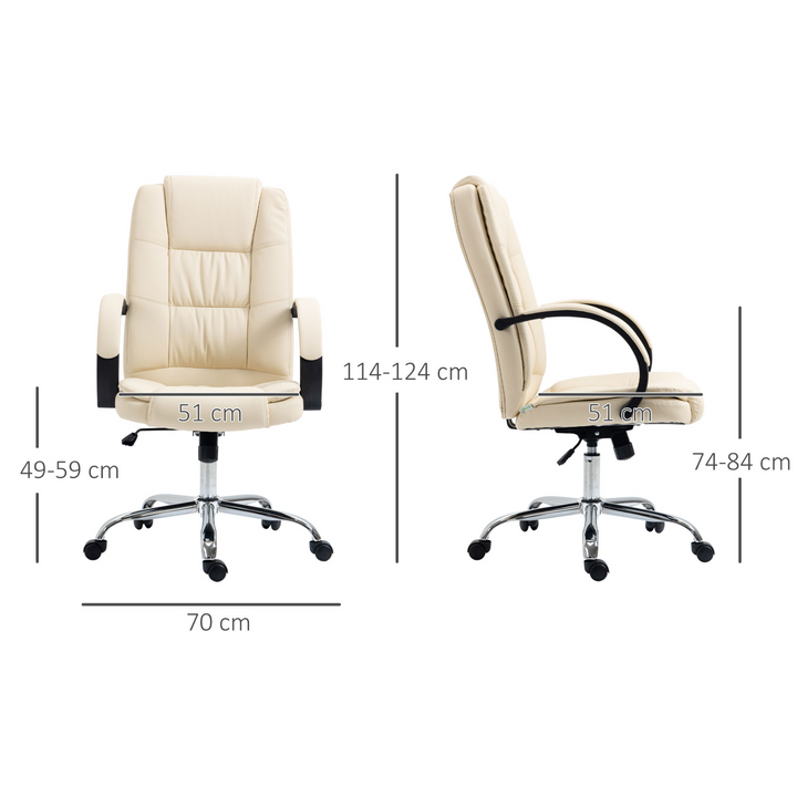 Vinsetto Executive Home Office Chair - PU Leather, Padded Armrests, Adjustable Height, Beige - Premium  from Home Treasures - Just £157.99! Shop now at Home Treasures