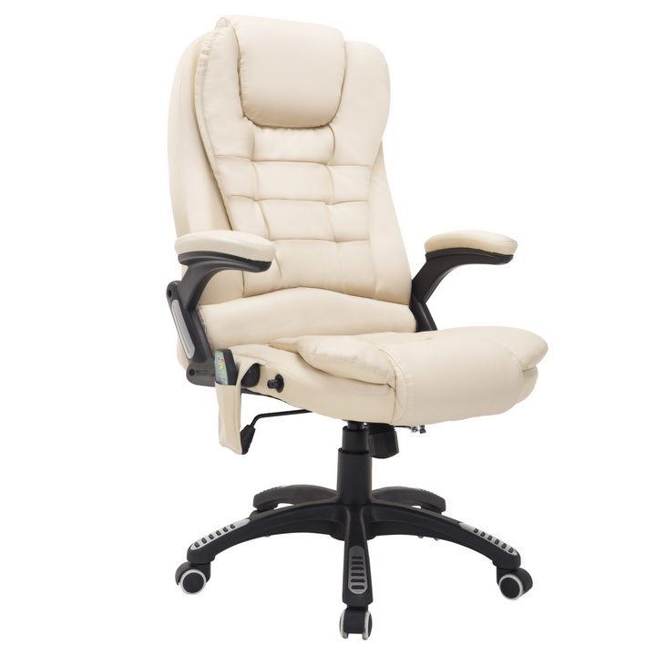 Executive Office Chair with Massage and Heat - High Back PU Leather, Reclining Function, Beige - Premium  from Home Treasures - Just £183.99! Shop now at Home Treasures