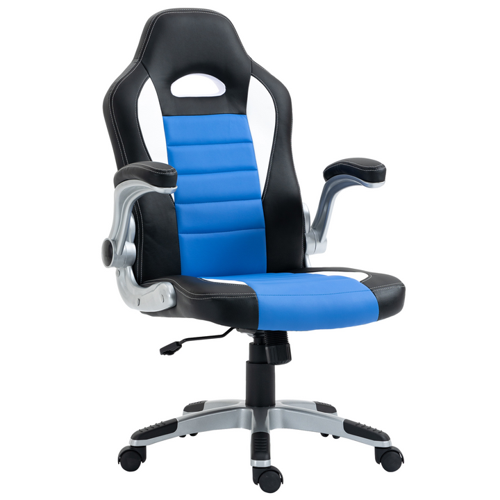 Ergonomic PU Leather Gaming Desk Chair with Tilt Function and Flip-Up Armrests (Blue) - Adjustable Height, 360° Swivel, Padded Comfort for Long Gaming Sessions - Premium  from Home Treasures - Just £139.99! Shop now at Home Treasures