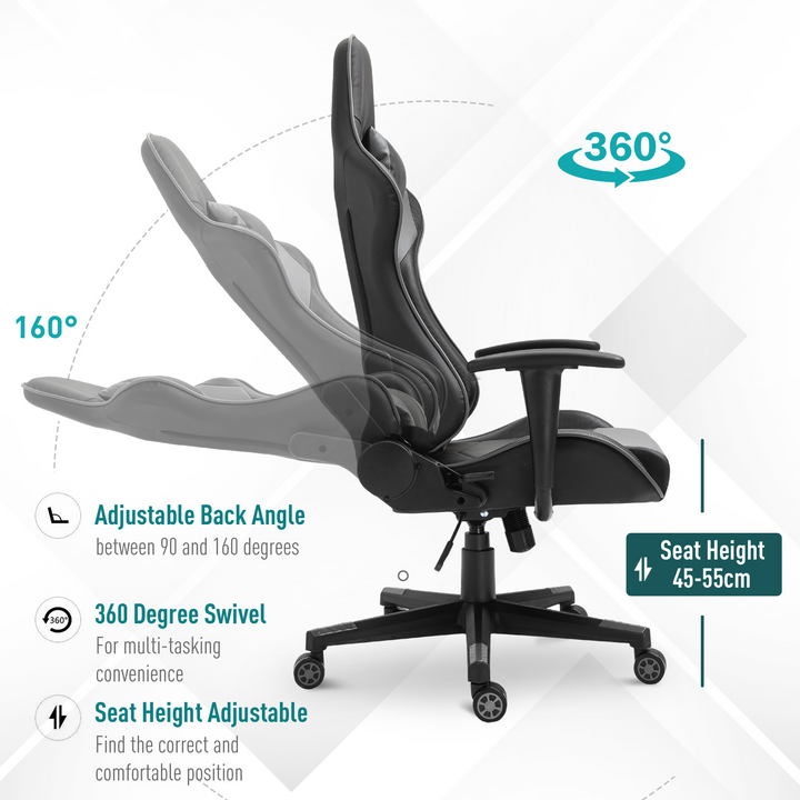 Vinsetto High Back Racing Gaming Chair - PU Leather Reclining Computer Chair, Ergonomic and Adjustable - Premium  from Home Treasures - Just £170.99! Shop now at Home Treasures