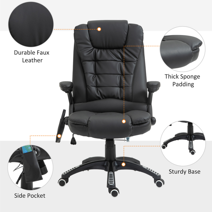 Executive Office Chair with Massage and Heat, High Back PU Leather Massage Office Chair - Premium  from Home Treasures - Just £184.99! Shop now at Home Treasures