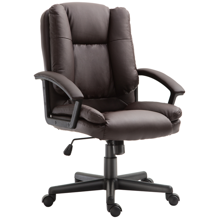 Swivel Executive Office Chair Mid Back Faux Leather Computer Desk Chair, Brown - Premium  from Home Treasures - Just £108.99! Shop now at Home Treasures