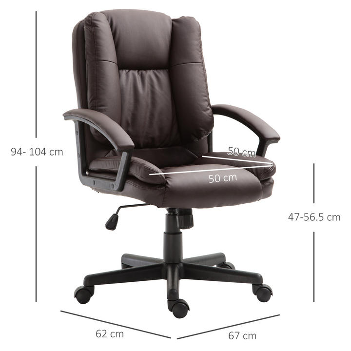 Swivel Executive Office Chair Mid Back Faux Leather Computer Desk Chair, Brown - Premium  from Home Treasures - Just £108.99! Shop now at Home Treasures