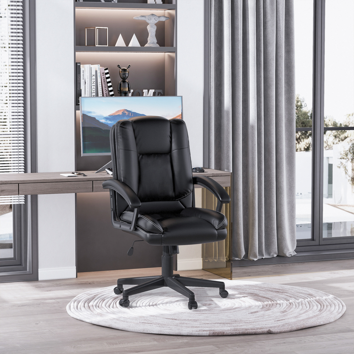 Swivel Executive Office Chair - Mid Back Faux Leather Computer Desk Chair for Home and Office Comfort - Premium  from Home Treasures - Just £130.99! Shop now at Home Treasures