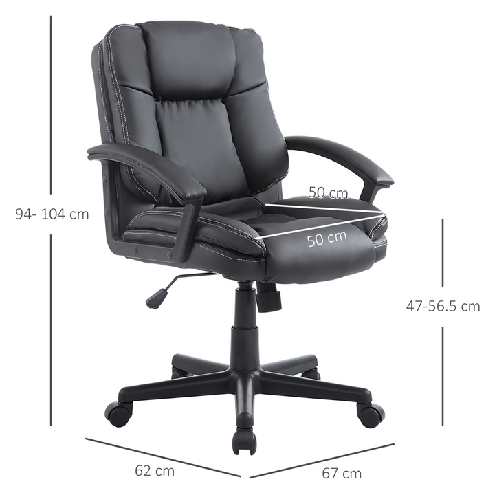 Swivel Executive Office Chair - Mid Back Faux Leather Computer Desk Chair for Home and Office Comfort - Premium  from Home Treasures - Just £130.99! Shop now at Home Treasures