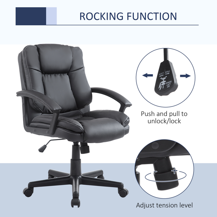 Swivel Executive Office Chair - Mid Back Faux Leather Computer Desk Chair for Home and Office Comfort - Premium  from Home Treasures - Just £130.99! Shop now at Home Treasures