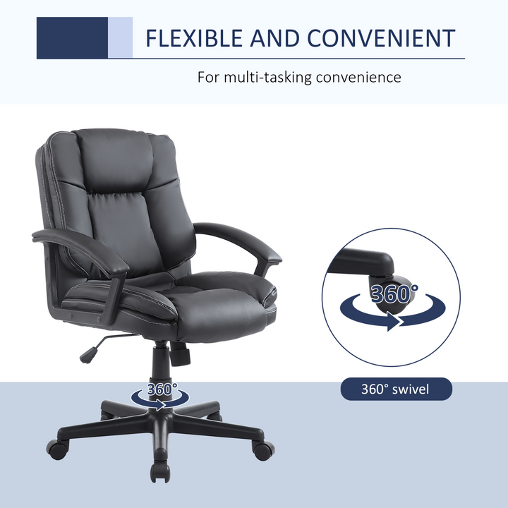 Swivel Executive Office Chair - Mid Back Faux Leather Computer Desk Chair for Home and Office Comfort - Premium  from Home Treasures - Just £130.99! Shop now at Home Treasures