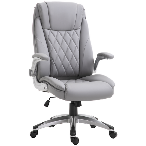 Vinsetto High Back PU Leather Executive Office Chair - Ergonomic, Adjustable Height, 360° Swivel, Flip-up Armrest, Grey - Premium  from Home Treasures - Just £189.99! Shop now at Home Treasures