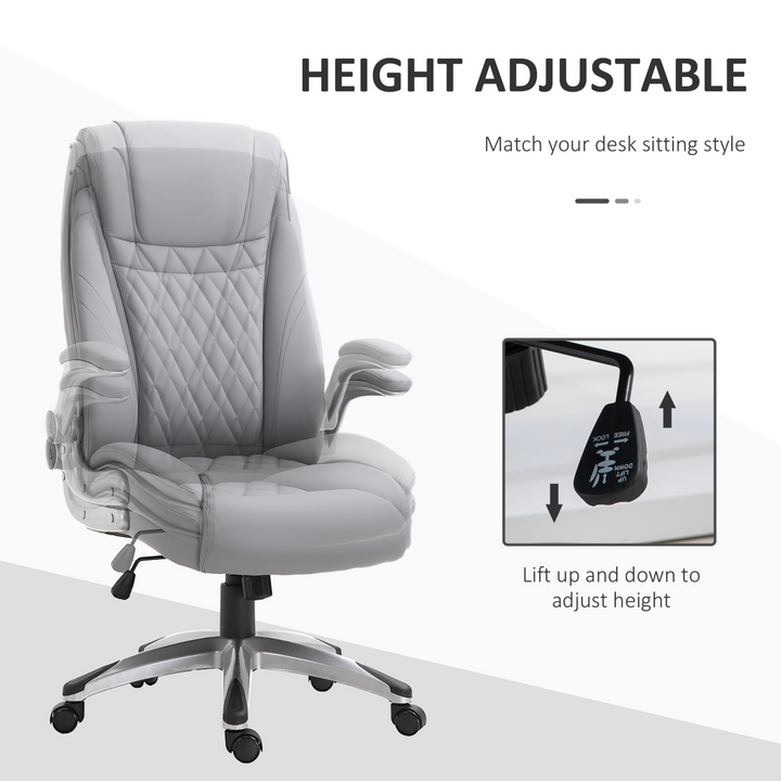 Vinsetto High Back PU Leather Executive Office Chair - Ergonomic, Adjustable Height, 360° Swivel, Flip-up Armrest, Grey - Premium  from Home Treasures - Just £189.99! Shop now at Home Treasures