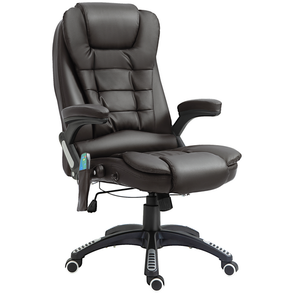 Executive Office Chair with Massage and Heat - High Back PU Leather Reclining Office Chair, Brown - Premium  from Home Treasures - Just £184.99! Shop now at Home Treasures