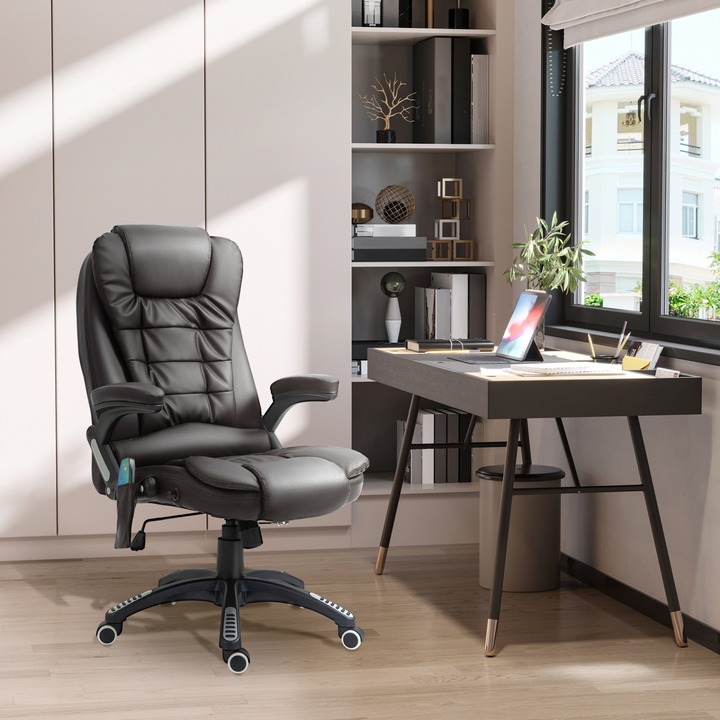 Executive Office Chair with Massage and Heat - High Back PU Leather Reclining Office Chair, Brown - Premium  from Home Treasures - Just £184.99! Shop now at Home Treasures