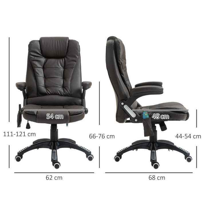 Executive Office Chair with Massage and Heat - High Back PU Leather Reclining Office Chair, Brown - Premium  from Home Treasures - Just £184.99! Shop now at Home Treasures