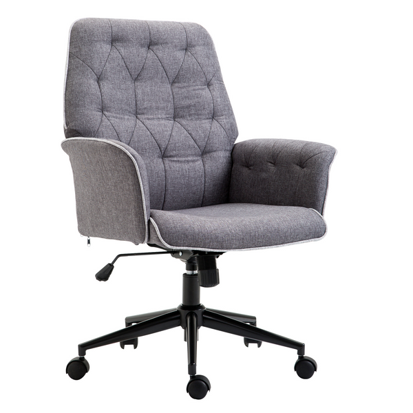 Ergonomic Linen Home Office Swivel Chair with Adjustable Seat in Grey - Comfortable and Stylish Desk Chair - Premium  from Home Treasures - Just £111.99! Shop now at Home Treasures