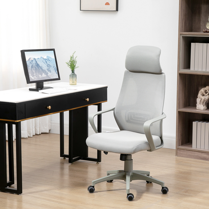 Vinsetto Grey Ergonomic Office Chair with High Mesh Back, Adjustable Height, Swivel Base & Wheels - Premium  from Home Treasures - Just £120.99! Shop now at Home Treasures