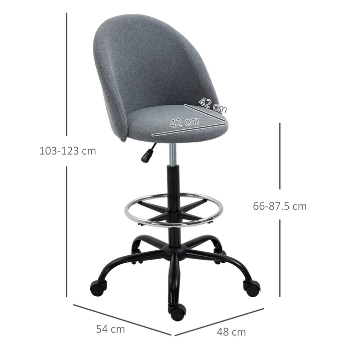 Vinsetto Ergonomic Adjustable Drafting Chair in Grey | Comfortable & Versatile Work Seating - Premium  from Home Treasures - Just £119.99! Shop now at Home Treasures