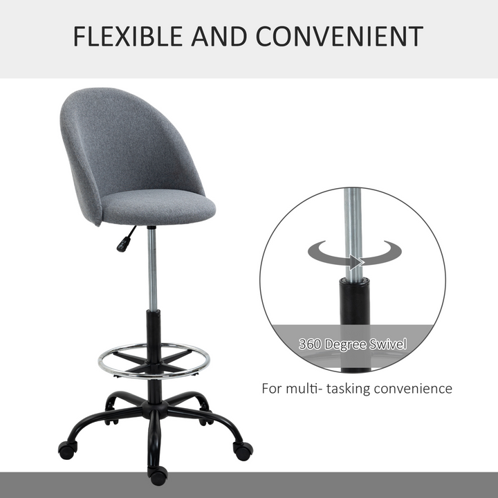 Vinsetto Ergonomic Adjustable Drafting Chair in Grey | Comfortable & Versatile Work Seating - Premium  from Home Treasures - Just £119.99! Shop now at Home Treasures