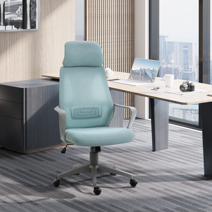 Vinsetto Ergonomic Office Chair with High Mesh Back, Adjustable Height, Blue - Ultimate Home Office Comfort & Style - Premium  from Home Treasures - Just £79.99! Shop now at Home Treasures