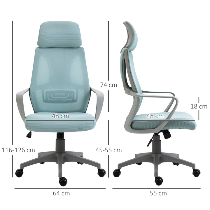 Vinsetto Ergonomic Office Chair with High Mesh Back, Adjustable Height, Blue - Ultimate Home Office Comfort & Style - Premium  from Home Treasures - Just £79.99! Shop now at Home Treasures