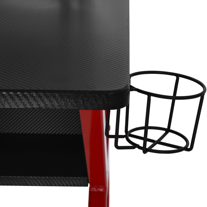 Gaming Desk with Large Monitor Stand, Adjustable Feet, Cup Holder & Headphone Hook - Red - Premium  from Home Treasures - Just £130.99! Shop now at Home Treasures