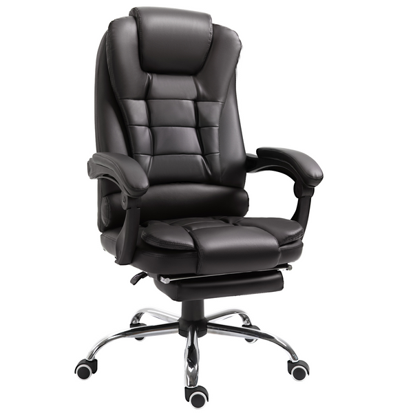 PU Leather Executive Office Chair - High Back, Swivel, Adjustable Height, Footrest, Brown - Premium  from Home Treasures - Just £186.99! Shop now at Home Treasures