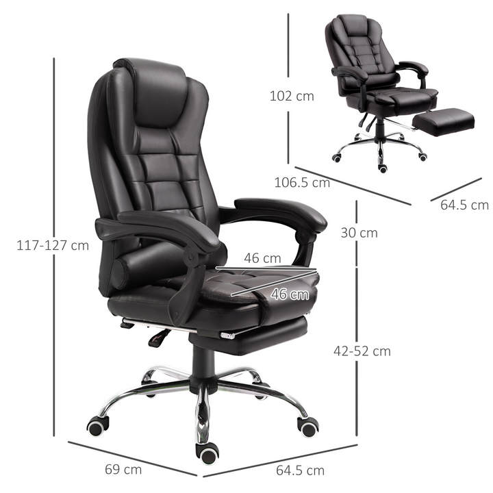 PU Leather Executive Office Chair - High Back, Swivel, Adjustable Height, Footrest, Brown - Premium  from Home Treasures - Just £186.99! Shop now at Home Treasures