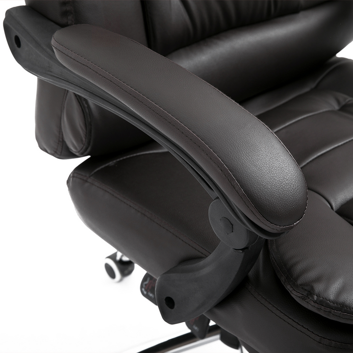 PU Leather Executive Office Chair - High Back, Swivel, Adjustable Height, Footrest, Brown - Premium  from Home Treasures - Just £186.99! Shop now at Home Treasures