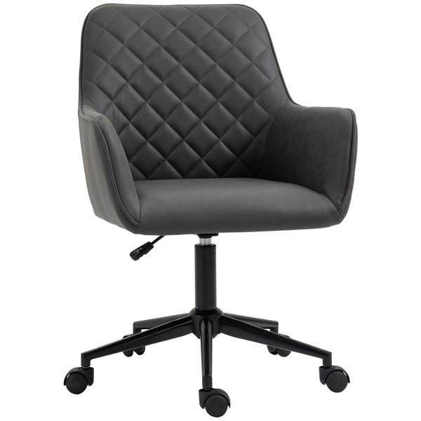 Vinsetto Grey Swivel Office Chair - Leather-Feel Fabric, Ergonomic, Adjustable Height, Wheels - Premium  from Home Treasures - Just £115.99! Shop now at Home Treasures