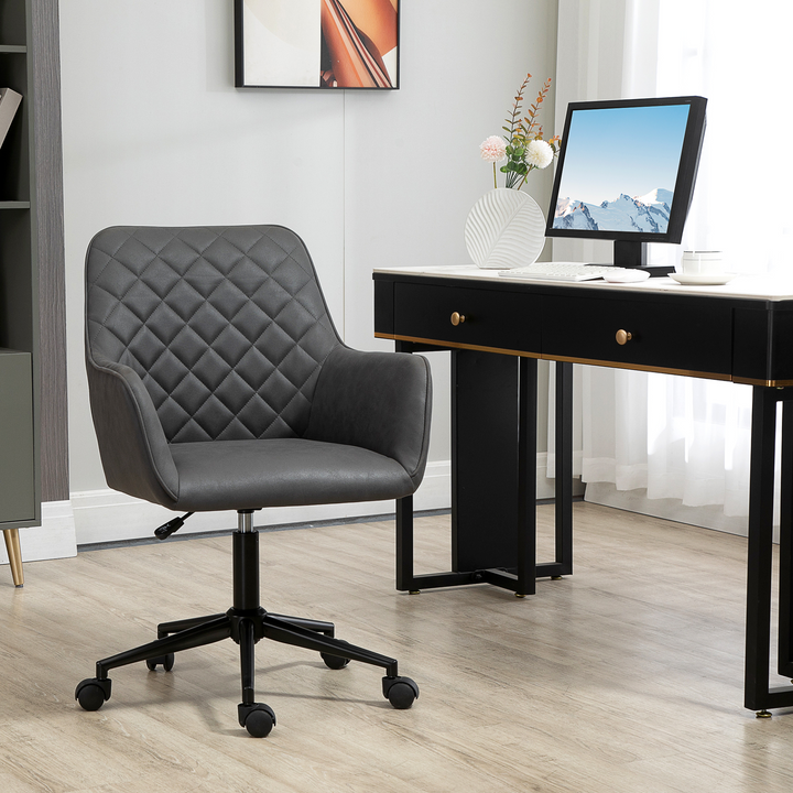 Vinsetto Grey Swivel Office Chair - Leather-Feel Fabric, Ergonomic, Adjustable Height, Wheels - Premium  from Home Treasures - Just £115.99! Shop now at Home Treasures