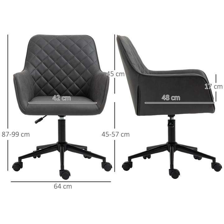 Vinsetto Grey Swivel Office Chair - Leather-Feel Fabric, Ergonomic, Adjustable Height, Wheels - Premium  from Home Treasures - Just £115.99! Shop now at Home Treasures