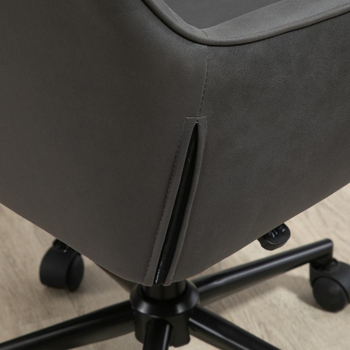 Vinsetto Grey Swivel Office Chair - Leather-Feel Fabric, Ergonomic, Adjustable Height, Wheels - Premium  from Home Treasures - Just £115.99! Shop now at Home Treasures