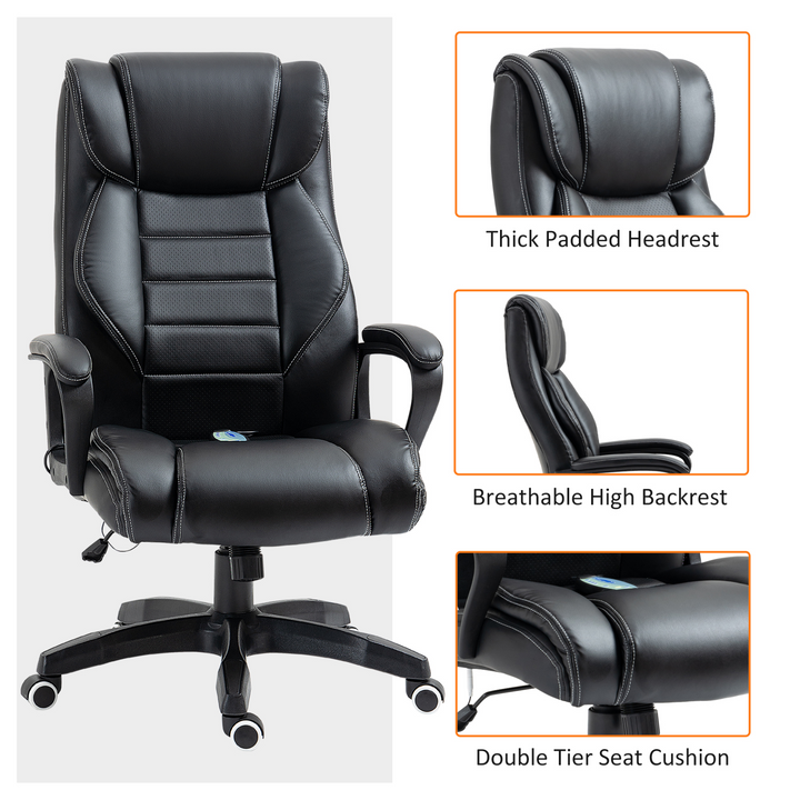 Vinsetto High Back Executive Office Chair - Ergonomic Massage, Swivel, Adjustable - Black - Premium  from Home Treasures - Just £160.99! Shop now at Home Treasures