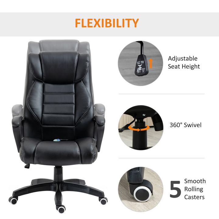 Vinsetto High Back Executive Office Chair - Ergonomic Massage, Swivel, Adjustable - Black - Premium  from Home Treasures - Just £160.99! Shop now at Home Treasures