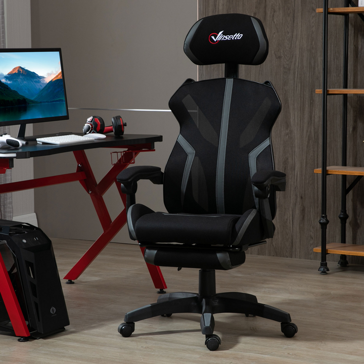 Vinsetto Ergonomic Mesh Home Office Chair with Footrest - Adjustable, Breathable, and Comfortable (Black & Grey) - Premium  from Home Treasures - Just £140.99! Shop now at Home Treasures