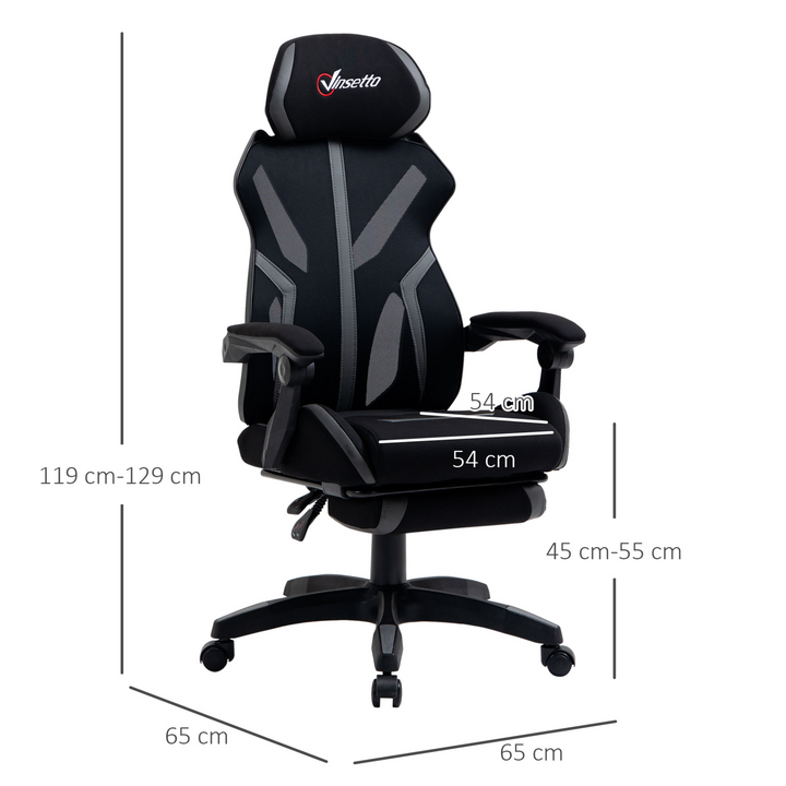 Vinsetto Ergonomic Mesh Home Office Chair with Footrest - Adjustable, Breathable, and Comfortable (Black & Grey) - Premium  from Home Treasures - Just £140.99! Shop now at Home Treasures