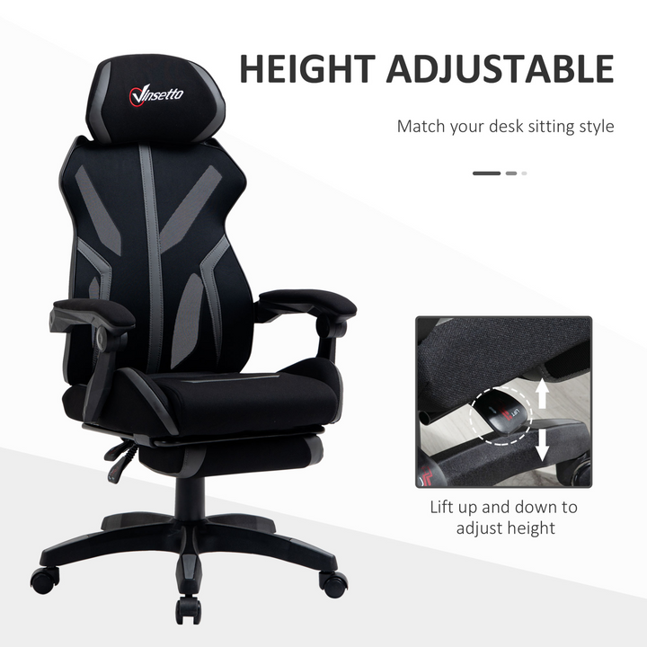 Vinsetto Ergonomic Mesh Home Office Chair with Footrest - Adjustable, Breathable, and Comfortable (Black & Grey) - Premium  from Home Treasures - Just £140.99! Shop now at Home Treasures