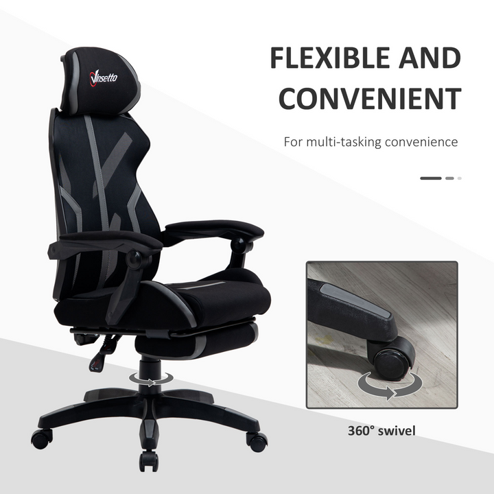 Vinsetto Ergonomic Mesh Home Office Chair with Footrest - Adjustable, Breathable, and Comfortable (Black & Grey) - Premium  from Home Treasures - Just £140.99! Shop now at Home Treasures