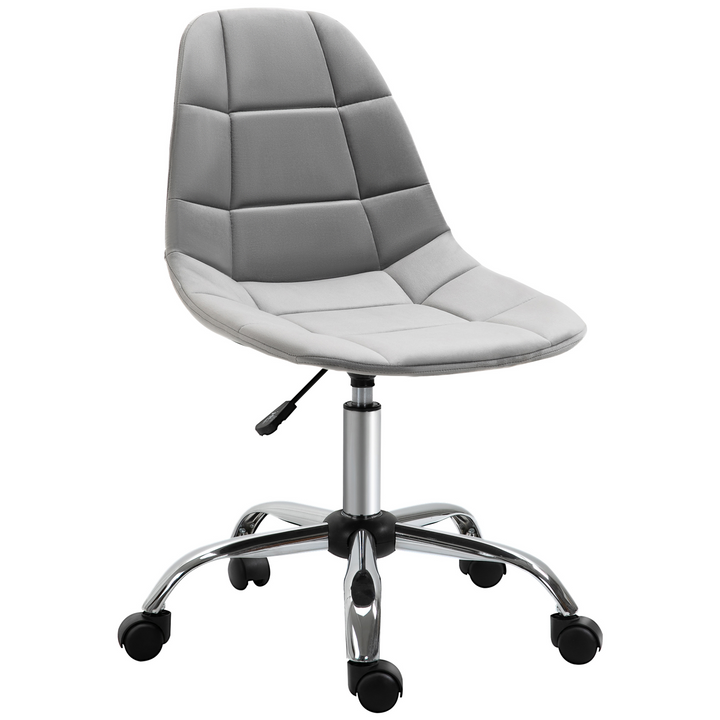 Vinsetto Grey Velvet Ergonomic Office Chair with Adjustable Height and Wheels - Armless Executive Chair for Home, Study, and Bedroom - Premium  from Home Treasures - Just £75.99! Shop now at Home Treasures