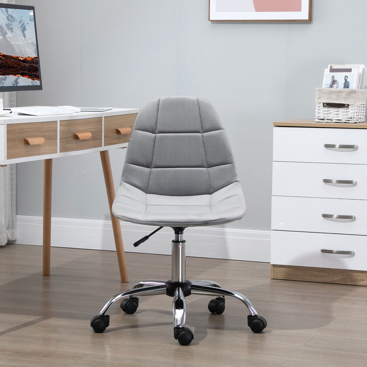 Vinsetto Grey Velvet Ergonomic Office Chair with Adjustable Height and Wheels - Armless Executive Chair for Home, Study, and Bedroom - Premium  from Home Treasures - Just £75.99! Shop now at Home Treasures