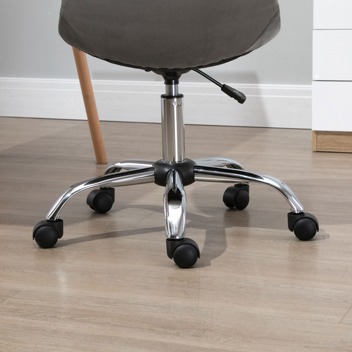 Vinsetto Grey Velvet Ergonomic Office Chair with Adjustable Height and Wheels - Armless Executive Chair for Home, Study, and Bedroom - Premium  from Home Treasures - Just £75.99! Shop now at Home Treasures