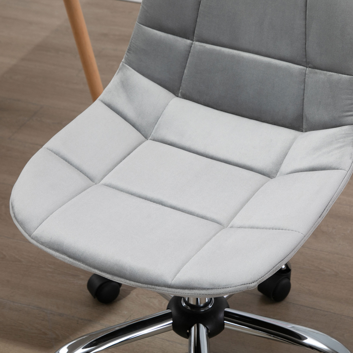 Vinsetto Grey Velvet Ergonomic Office Chair with Adjustable Height and Wheels - Armless Executive Chair for Home, Study, and Bedroom - Premium  from Home Treasures - Just £75.99! Shop now at Home Treasures